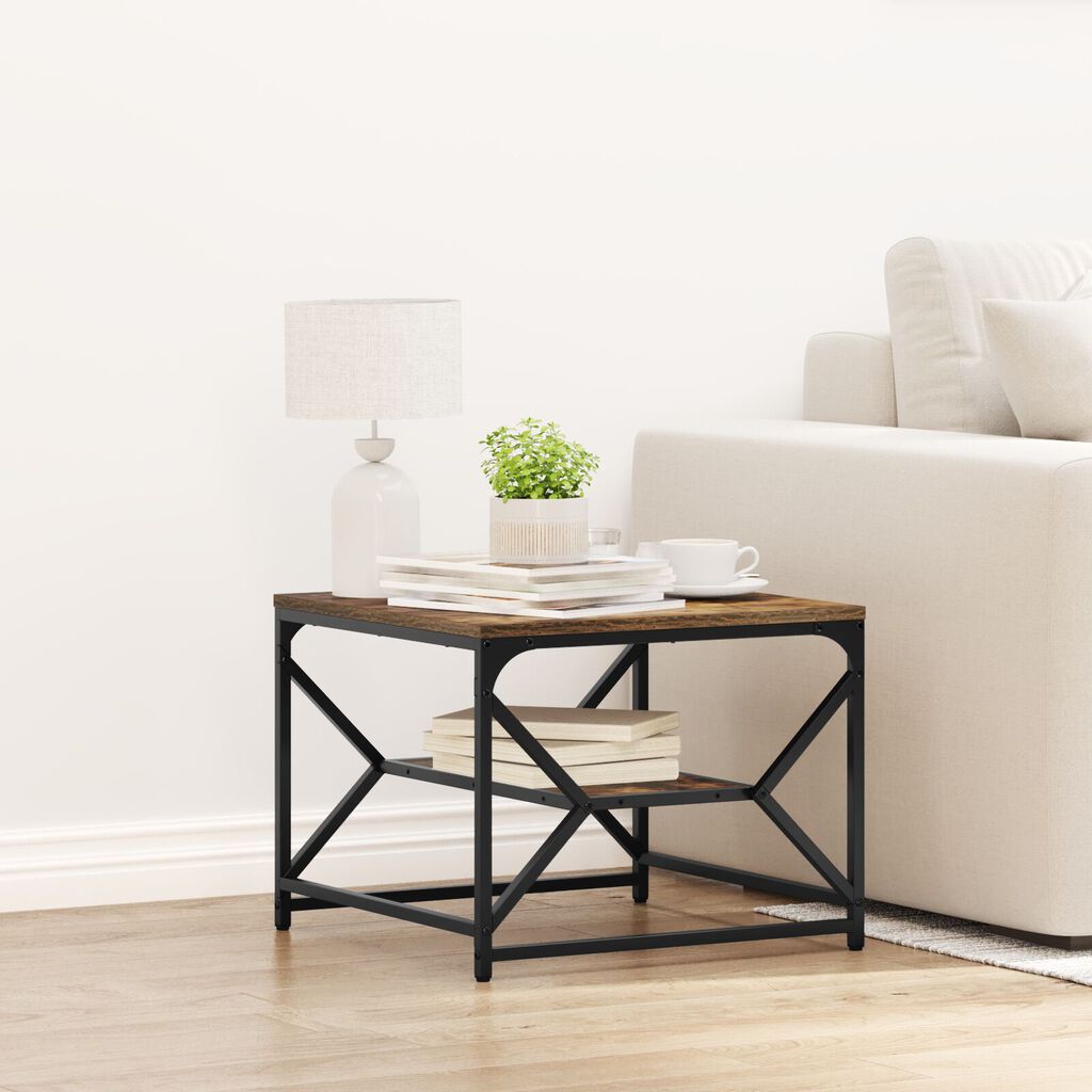vidaXL Τραπέζι Καφέ με Ράφι από Καπνιστή Δρυ 51x50x40 εκ. Φτιαγμένο από Ξύλο
