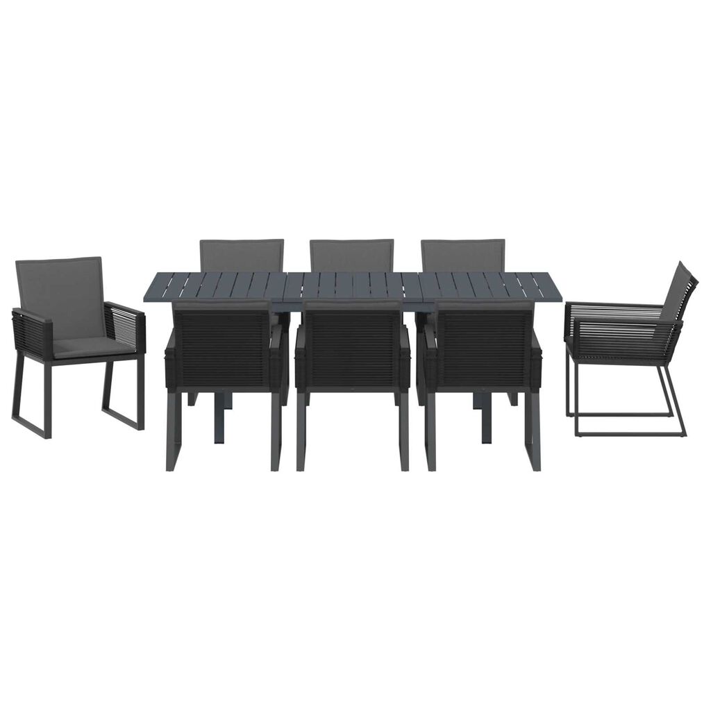 vidaXL Σετ τραπεζαρίας κήπου 9 pcs Μαύρο Large Μέταλλο