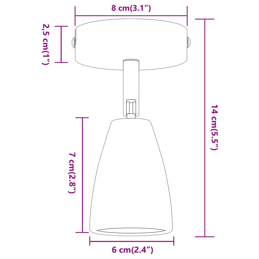 vidaXL Σποτ οροφής Λευκό 8 x 8 x 14.5 εκ. Ατσάλι
