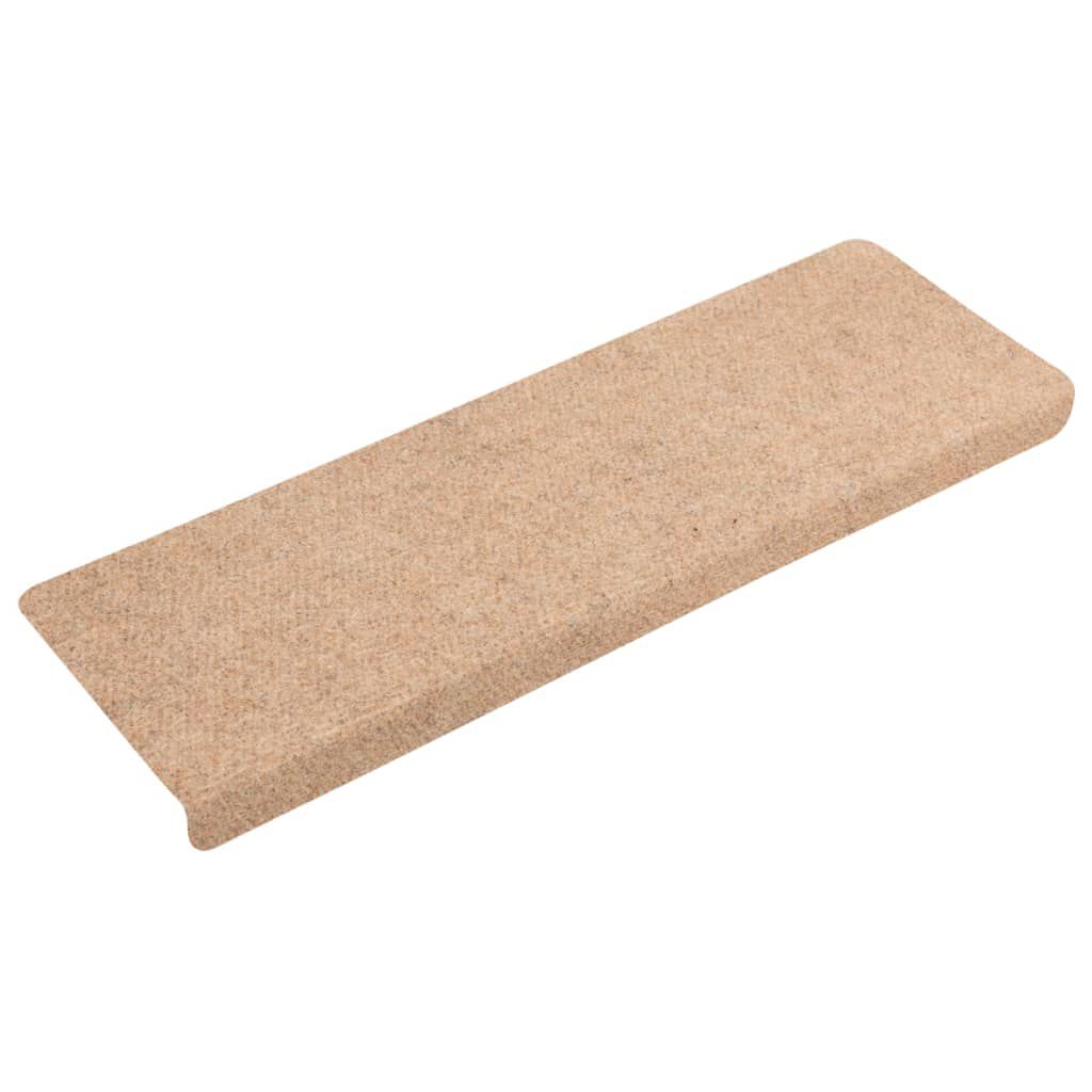 vidaXL Πατάκια Σκαλιών Αυτοκόλλητα 15 τεμ. 100x21x4 εκ. Κρεμ Ορθογώνια Άκρη