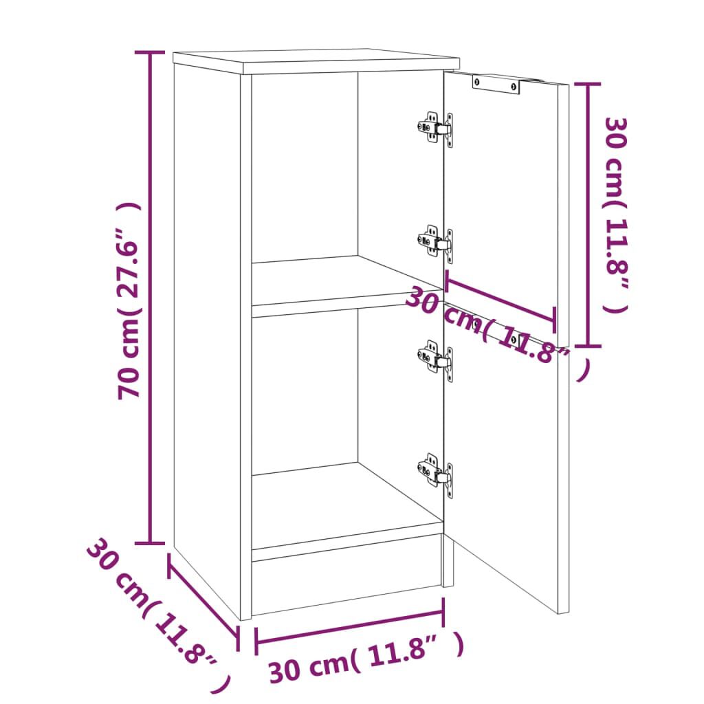 vidaXL Ντουλάπια 2 τεμ. Γυαλ. Λευκό 30x30x70 εκ. Επεξεργασμένο Ξύλο
