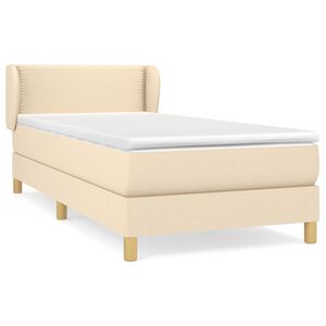 vidaXL Κρεβάτι Boxspring με Στρώμα Κρεμ 100 x 200 εκ. Υφασμάτινο
