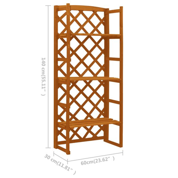 vidaXL Βάση Φυτών με Καφασωτό Πορτοκαλί 60x30x140 εκ Μασίφ Ξύλο Ελάτης
