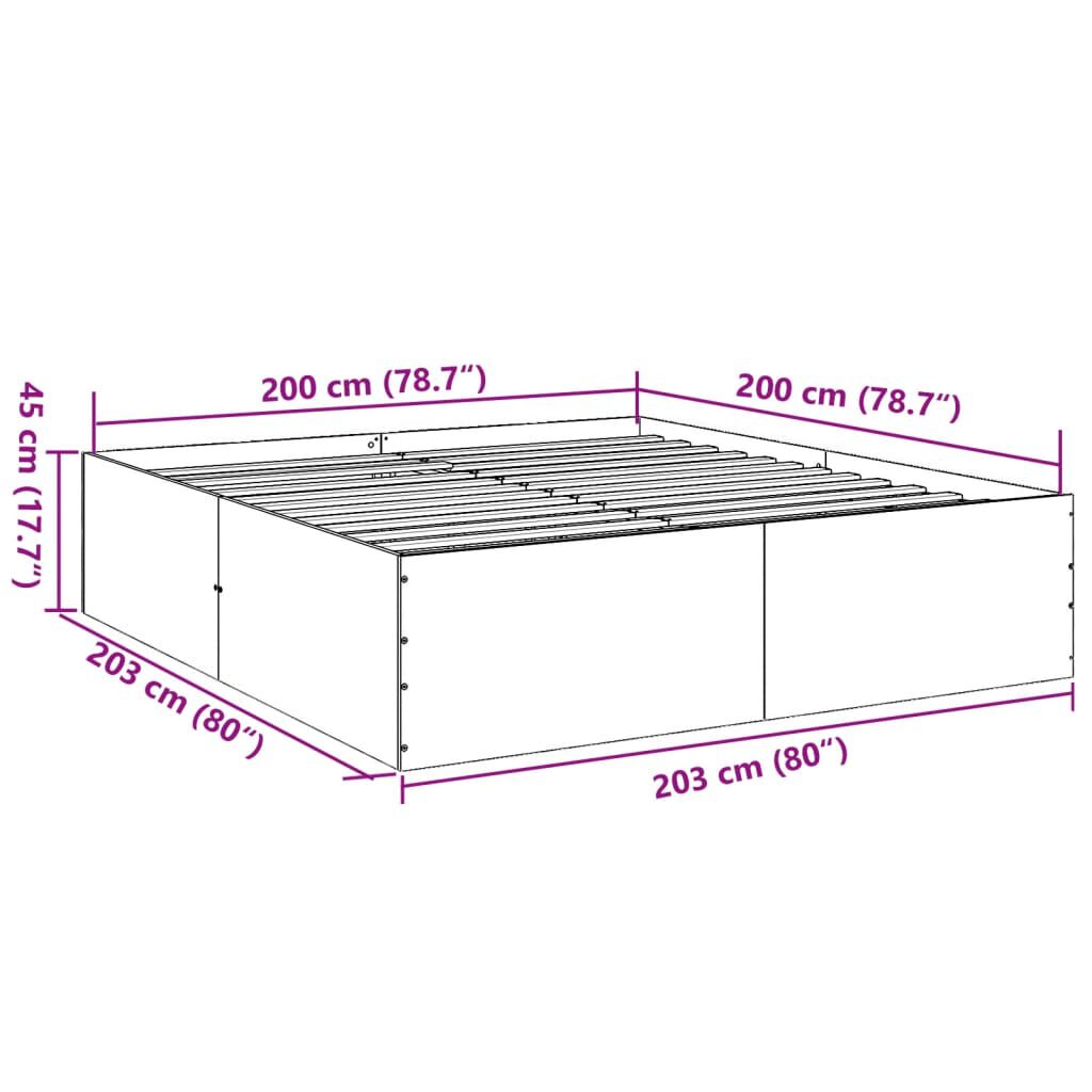 vidaXL Πλαίσιο Κρεβατιού Μαύρο 200x200 εκ. Επεξεργ. Ξύλο