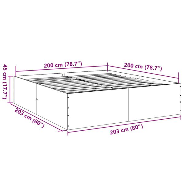vidaXL Πλαίσιο Κρεβατιού Μαύρο 200x200 εκ. Επεξεργ. Ξύλο