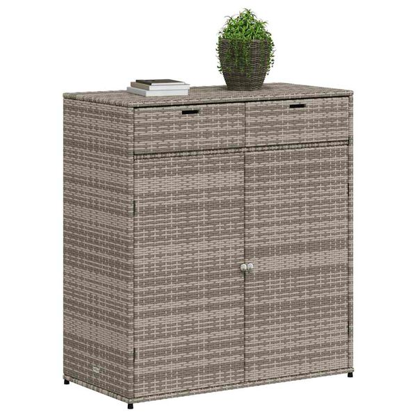 vidaXL Ντουλάπι Αποθήκευσης Κήπου Γκρι 105x55x113 εκ. Συνθετικό Ρατάν