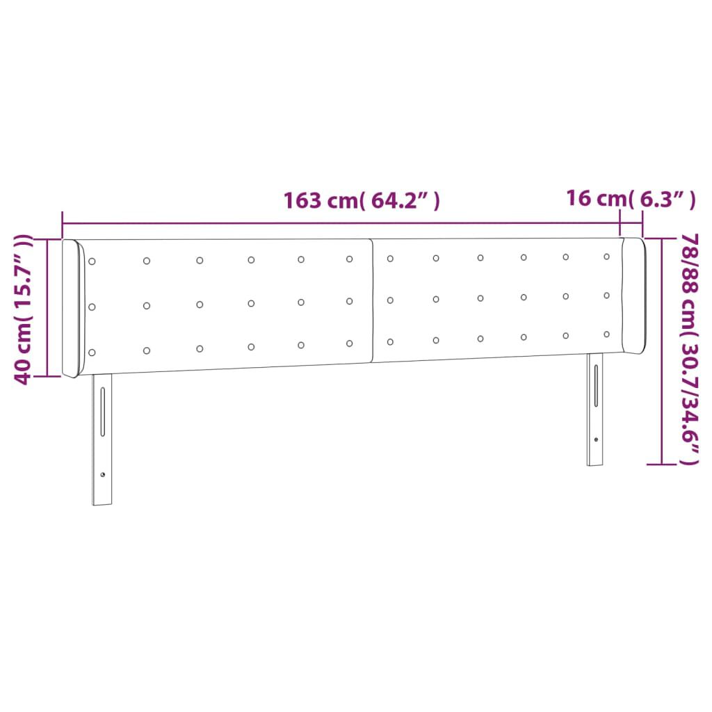 vidaXL Κεφαλάρι Κρεβατιού LED Σκούρο Πράσινο 163x16x78/88εκ. Βελούδινο