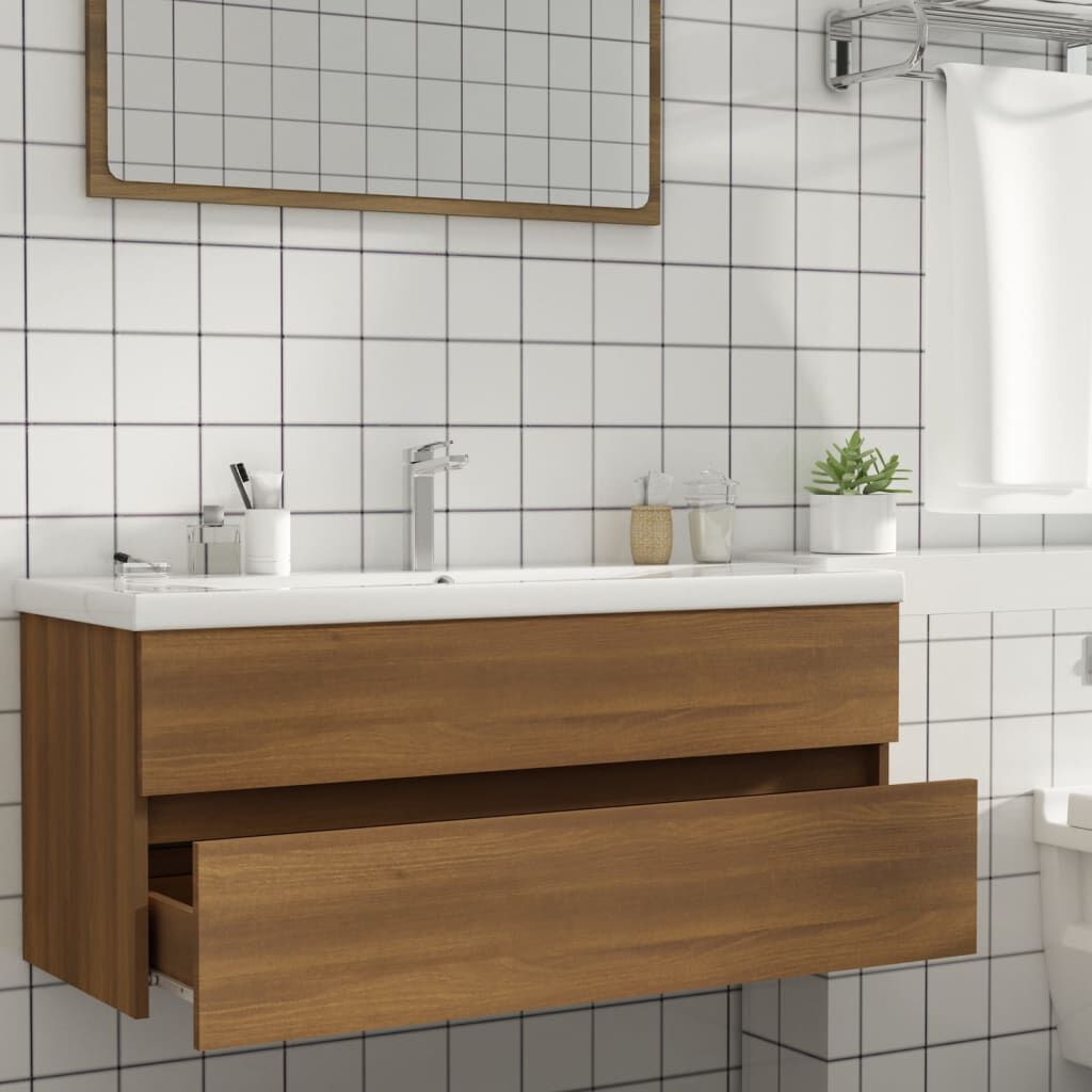vidaXL Ντουλάπι Νιπτήρα Καφέ Δρυς 100x38,5x45 εκ. Επεξεργασμένο Ξύλο