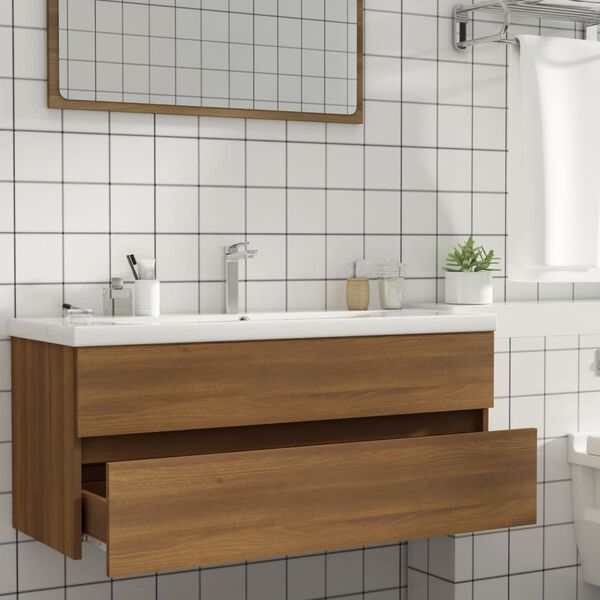 vidaXL Ντουλάπι Νιπτήρα Καφέ Δρυς 100x38,5x45 εκ. Επεξεργασμένο Ξύλο
