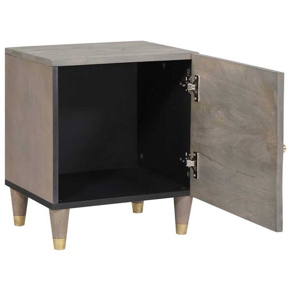 vidaXL Κομοδίνο Γκρι 40 x 33 x 46 εκ. Μασίφ ξύλο μάνγκο