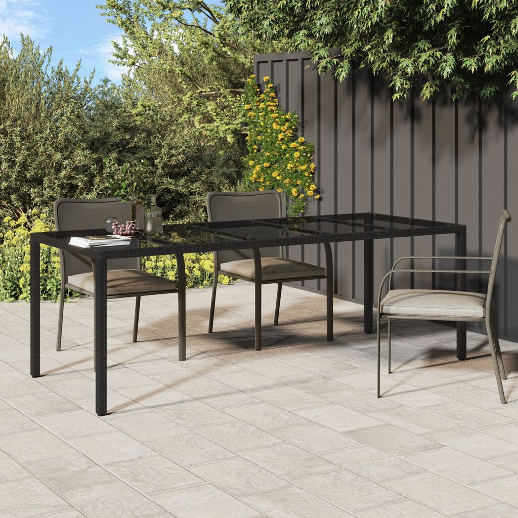 vidaXL Τραπέζι Δείπνου Κήπου Μαύρο 250x100x75 εκ Πολυ Ρατάν