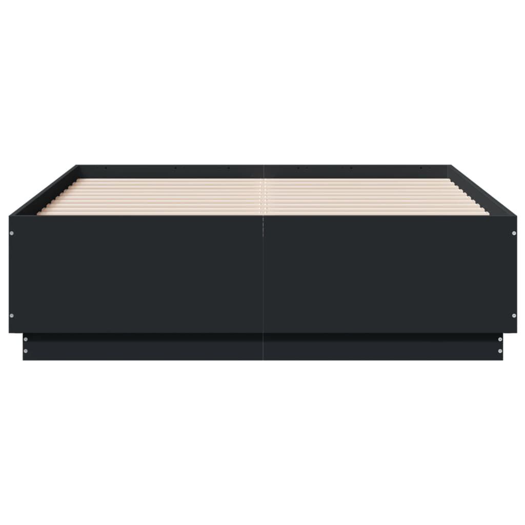 vidaXL Πλαίσιο Κρεβατιού Μαύρο 135x190 εκ. Επεξεργ. Ξύλο