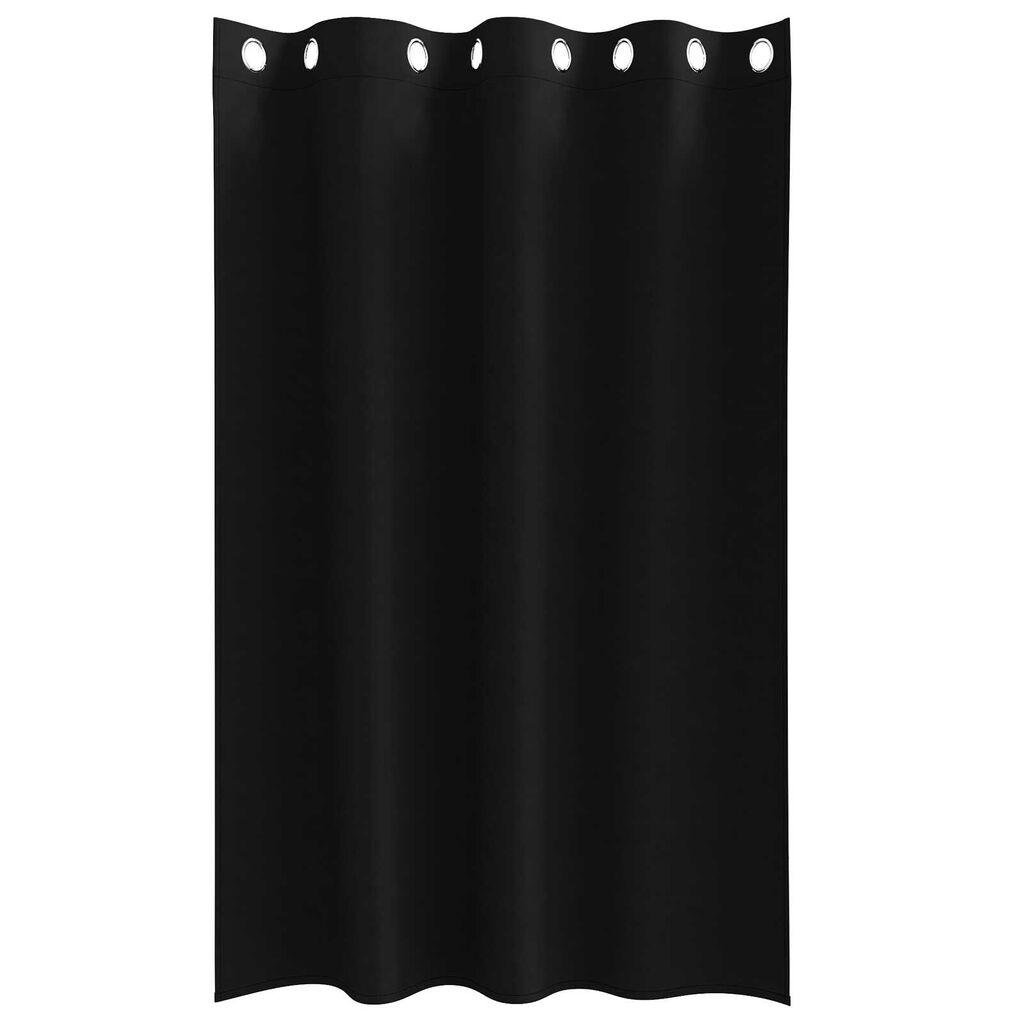 vidaXL Κουρτίνες με κουρτίνες 2 pcs Μαύρο 175 x 140 εκ. Πολυεστέρας