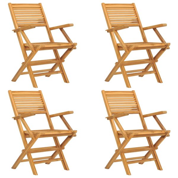 vidaXL Καρέκλες Κήπου Πτυσσόμενες 4 τεμ. 55x62x90 εκ. Μασίφ Ξύλο Teak