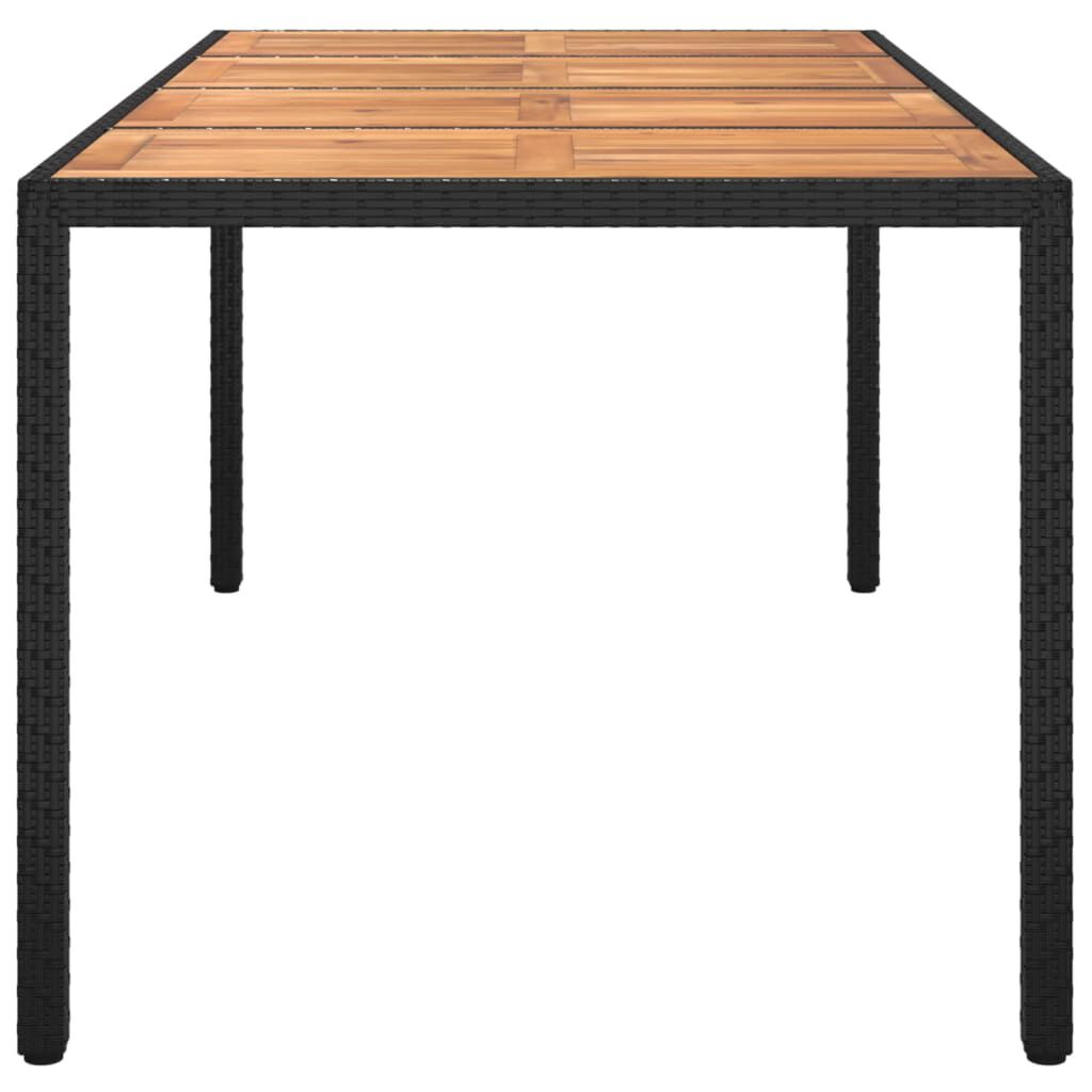 vidaXL Τραπέζι Κήπου Μαύρο190x90x75 εκ. Συνθετικό Ρατάν/Ξύλο Ακακίας