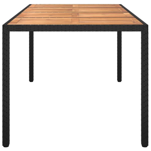 vidaXL Τραπέζι Κήπου Μαύρο190x90x75 εκ. Συνθετικό Ρατάν/Ξύλο Ακακίας