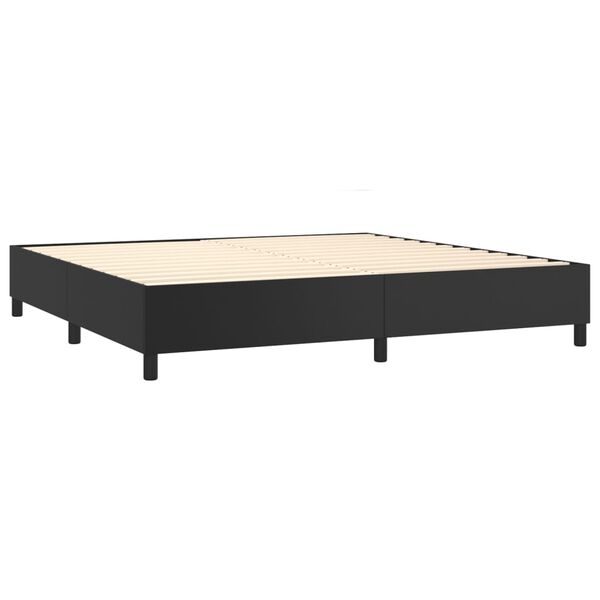 vidaXL Κρεβάτι Boxspring με Στρώμα & LED Μαύρο 200x200 εκ. Συνθ. Δέρμα