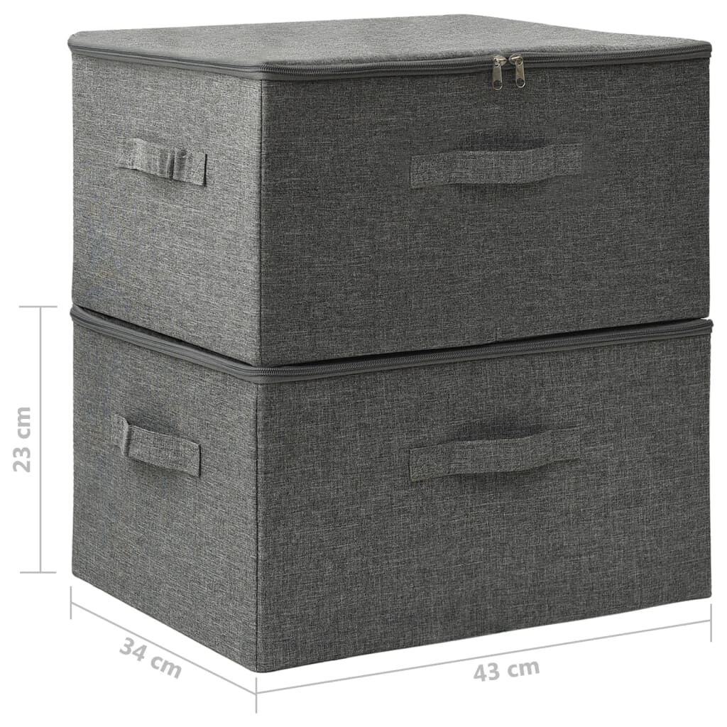 vidaXL Κουτιά Αποθήκευσης 2 τεμ. Ανθρακί 43 x 34 x 23 εκ. Υφασμάτινα