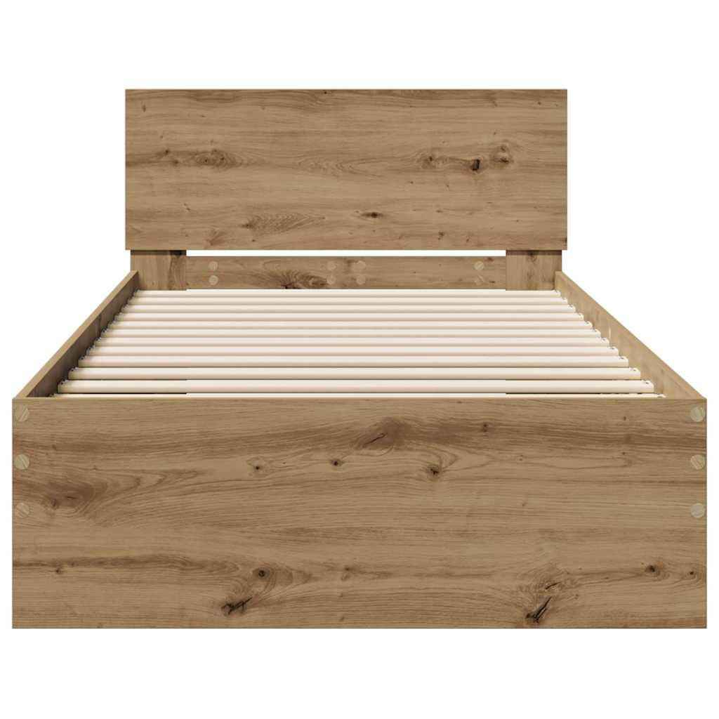vidaXL Σκελετός Κρεβατιού artisan δρυς 75 x 190 cm Επεξεργασμένο ξύλο