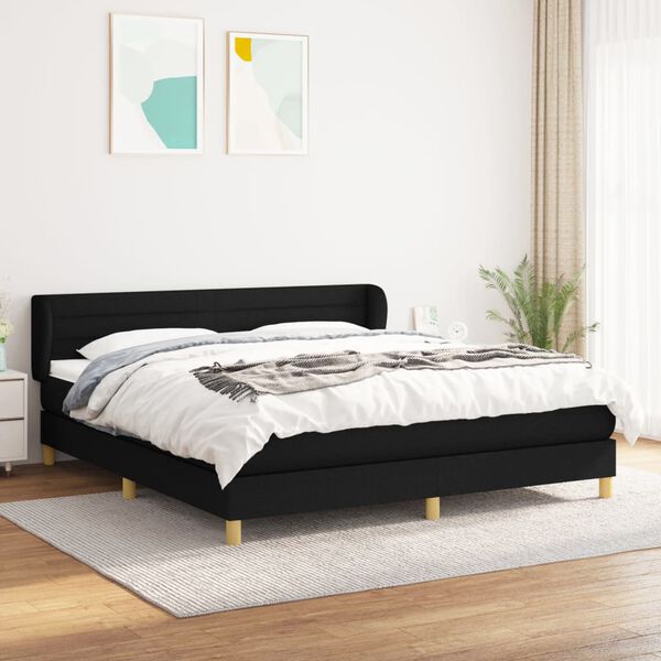 vidaXL &Kappa;&rho;&epsilon;&beta;ά&tau;&iota; Boxspring &mu;&epsilon; &Sigma;&tau;&rho;ώ&mu;&alpha; &Mu;&alpha;ύ&rho;&omicron; 160x200 &epsilon;&kappa;. &Upsilon;&phi;&alpha;&sigma;&mu;ά&tau;&iota;&nu;&omicron;