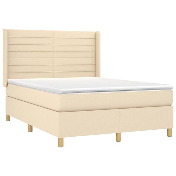 vidaXL &Kappa;&rho;&epsilon;&beta;ά&tau;&iota; Boxspring &mu;&epsilon; &Sigma;&tau;&rho;ώ&mu;&alpha; &Kappa;&rho;&epsilon;&mu; 140x200 &epsilon;&kappa;. &Upsilon;&phi;&alpha;&sigma;&mu;ά&tau;&iota;&nu;&omicron;