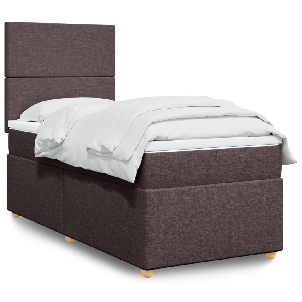 vidaXL Κρεβάτι Boxspring με Στρώμα Σκούρο Καφέ 80x200 εκ. Υφασμάτινο