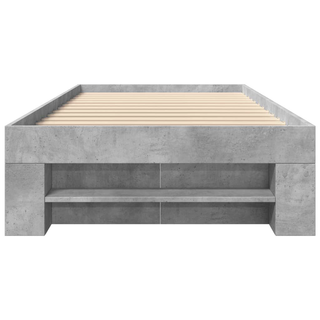 vidaXL Πλαίσιο Κρεβατιού Γκρι Σκυροδέματος 75 x 190 εκ. Επεξεργ. Ξύλο
