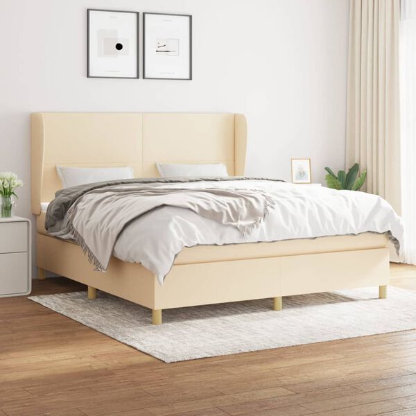 vidaXL &Kappa;&rho;&epsilon;&beta;ά&tau;&iota; Boxspring &mu;&epsilon; &Sigma;&tau;&rho;ώ&mu;&alpha; &Kappa;&rho;&epsilon;&mu; 180x200 &epsilon;&kappa;. &Upsilon;&phi;&alpha;&sigma;&mu;ά&tau;&iota;&nu;&omicron;
