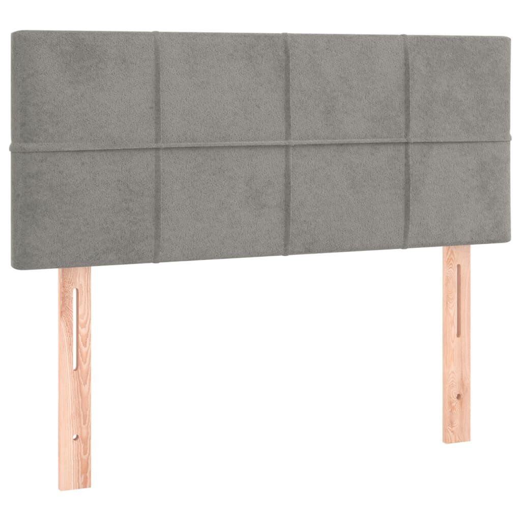 vidaXL Κρεβάτι Boxspring με Στρώμα & LED Αν.Γκρι 90x200 εκ. Βελούδινο