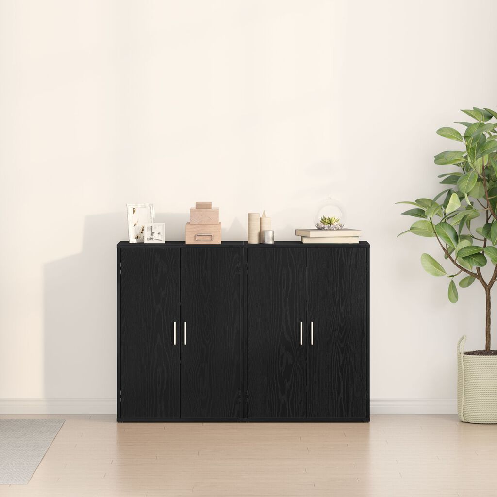 vidaXL Μπουφέδες 2 τμχ Μαύρο Δρύς 60x31x84 εκ Επεξεργασμένο Ξύλο