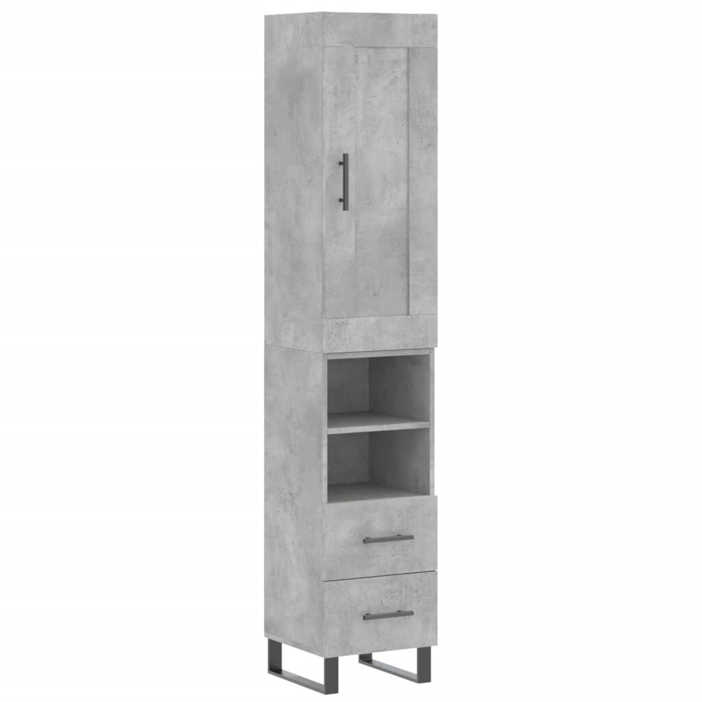 vidaXL Ντουλάπι Γκρι Σκυροδέματος 34,5x34x180 εκ. Επεξεργασμένο Ξύλο