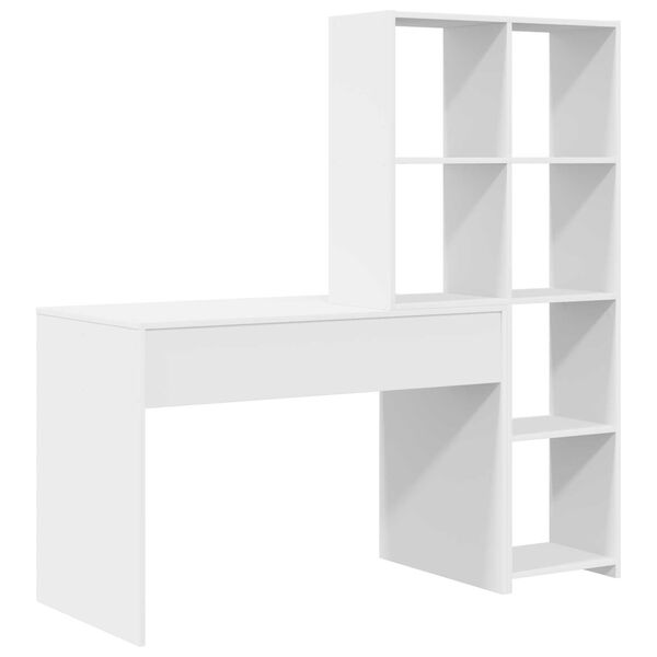 vidaXL Γραφείο με ράφι Λευκό 138.5 x 55 x 143 εκ Επεξεργασμένο ξύλο