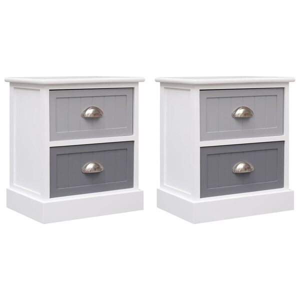 vidaXL Κομοδίνα 2 τεμ. Γκρι 38 x 28 x 45 εκ. από Ξύλο Παυλώνιας