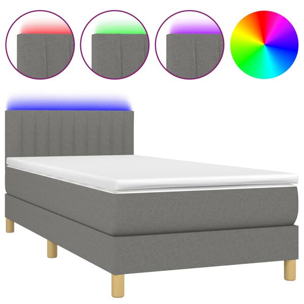 vidaXL &Kappa;&rho;&epsilon;&beta;ά&tau;&iota; Boxspring &mu;&epsilon; &Sigma;&tau;&rho;ώ&mu;&alpha; & LED &Sigma;&kappa;.&Gamma;&kappa;&rho;&iota; 90x200 &epsilon;&kappa;. &Upsilon;&phi;&alpha;&sigma;&mu;ά&tau;&iota;&nu;&omicron;
