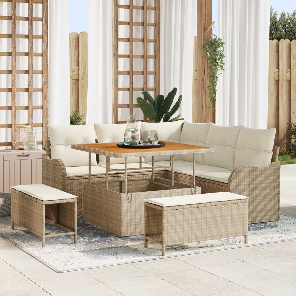 vidaXL Σετ Καναπέ Κήπου 8 pcs Μπεζ συνθετικό ρατάν