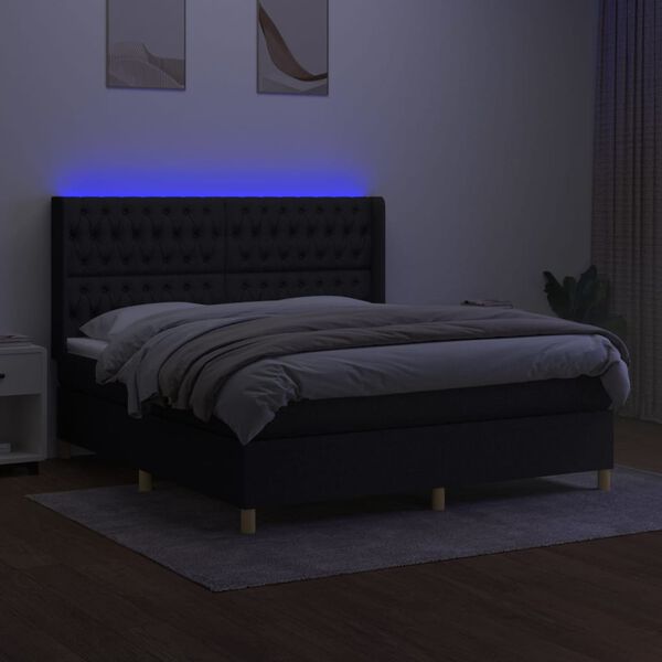 vidaXL &Kappa;&rho;&epsilon;&beta;ά&tau;&iota; Boxspring &mu;&epsilon; &Sigma;&tau;&rho;ώ&mu;&alpha; & LED &Mu;&alpha;ύ&rho;&omicron; 180x200 &epsilon;&kappa;. &Upsilon;&phi;&alpha;&sigma;&mu;ά&tau;&iota;&nu;&omicron;