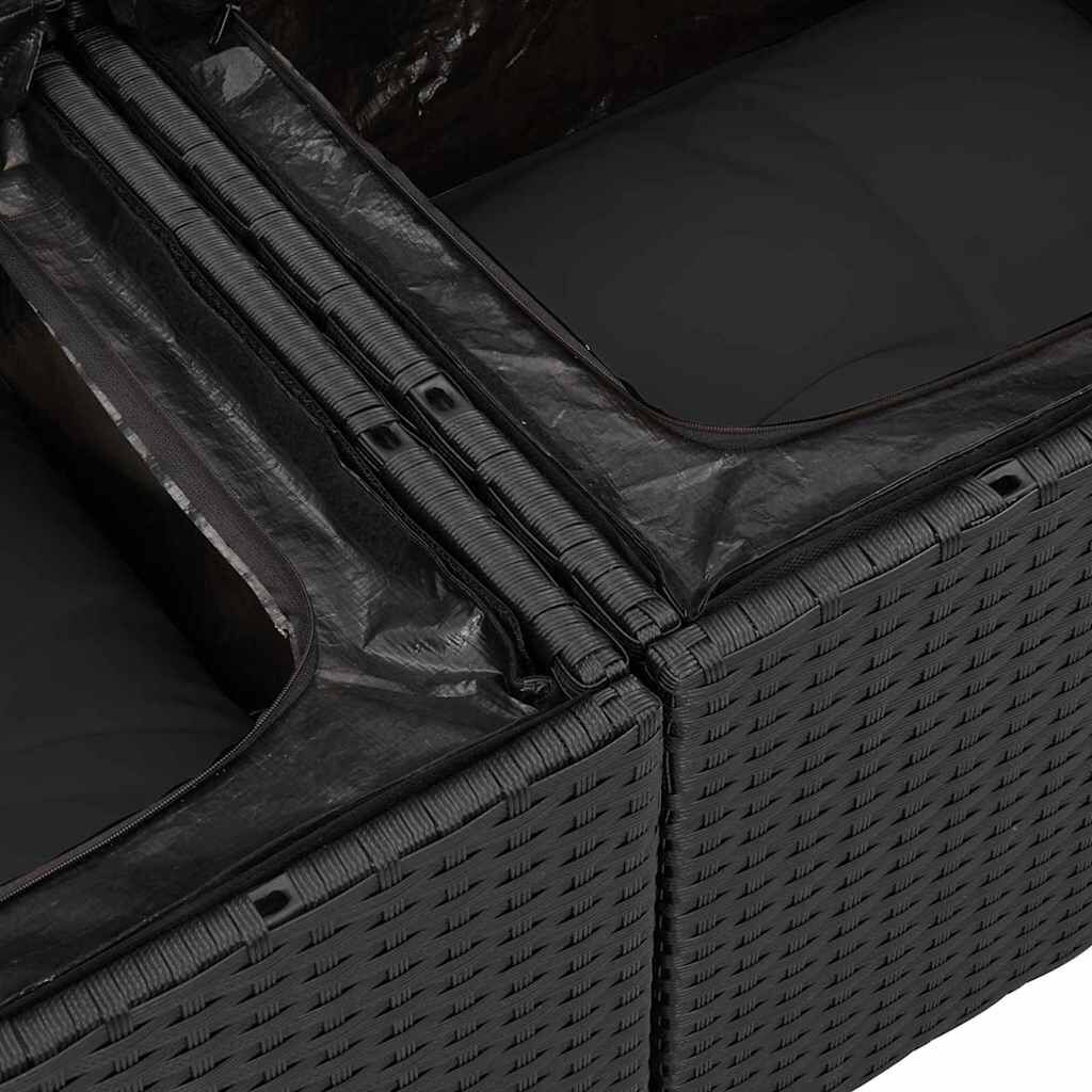vidaXL Καναπές Κήπου Μαύρο 184 x 62 x 85εκ συνθετικό ρατάν