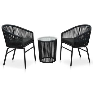 vidaXL &Sigma;&epsilon;&tau; &Epsilon;&pi;ί&pi;&lambda;&omega;&nu; Bistro 3 &Tau;&epsilon;&mu;&alpha;&chi;ί&omega;&nu; &Mu;&alpha;ύ&rho;&omicron; &Rho;&alpha;&tau;ά&nu; &Pi;&omicron;&lambda;&upsilon;&alpha;&iota;&theta;. &mu;&epsilon; &Mu;&alpha;&xi;&iota;&lambda;ά&rho;&iota;&alpha;