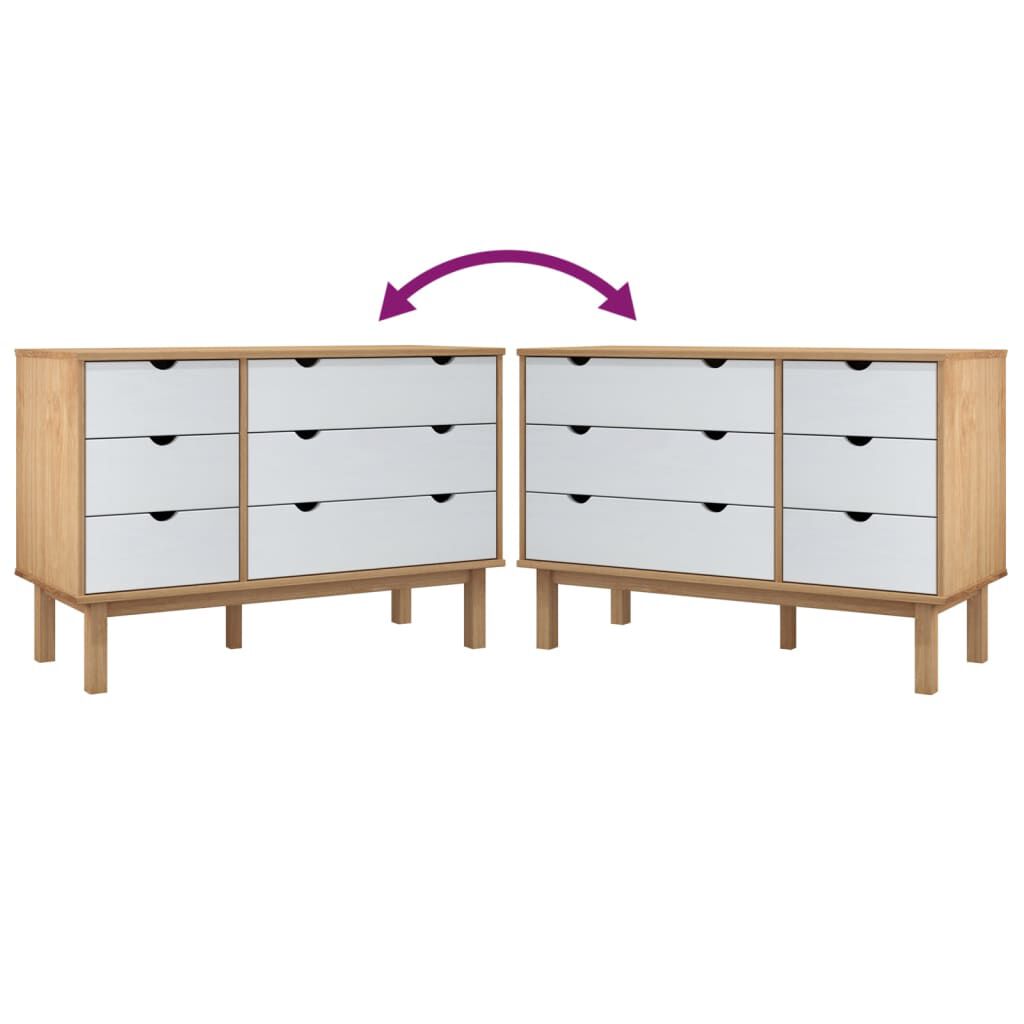 vidaXL Συρταριέρα OTTA Καφέ & Λευκό 111x43x73,5 εκ. Μασίφ Ξύλο Πεύκου