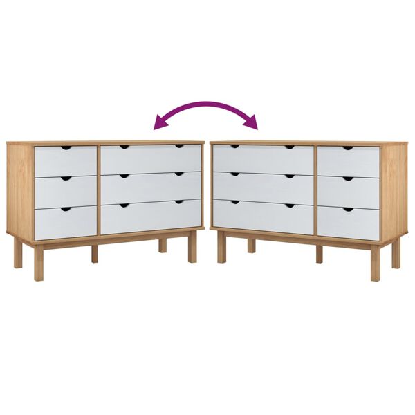 vidaXL Συρταριέρα OTTA Καφέ & Λευκό 111x43x73,5 εκ. Μασίφ Ξύλο Πεύκου