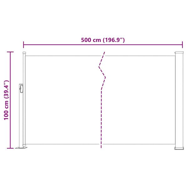vidaXL Σκίαστρο Πλαϊνό Συρόμενο Βεράντας Μπλε 100 x 500 εκ.