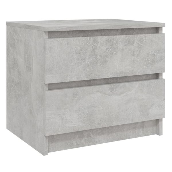vidaXL Κομοδίνο Γκρι Σκυροδ. 50 x 39 x 43,5 εκ. από Επεξ. Ξύλο