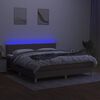 vidaXL &Kappa;&rho;&epsilon;&beta;ά&tau;&iota; Boxspring &mu;&epsilon; &Sigma;&tau;&rho;ώ&mu;&alpha; & LED Taupe 180x200 &epsilon;&kappa;. &Upsilon;&phi;&alpha;&sigma;&mu;ά&tau;&iota;&nu;&omicron;