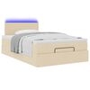vidaXL Οθωμανικό κρεβάτι με στρώμα & LEDs Cream 120x200cm ύφασμα
