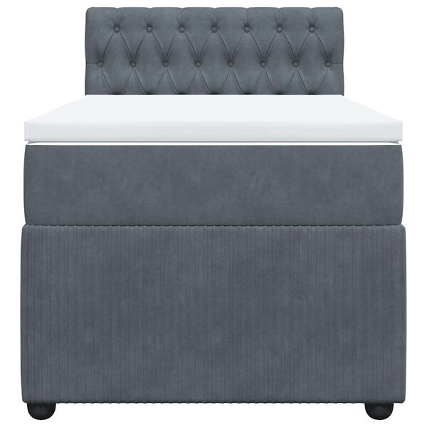 vidaXL Κρεβάτι Boxspring με Στρώμα Σκούρο Γκρι 100x200 εκ. Βελούδινο