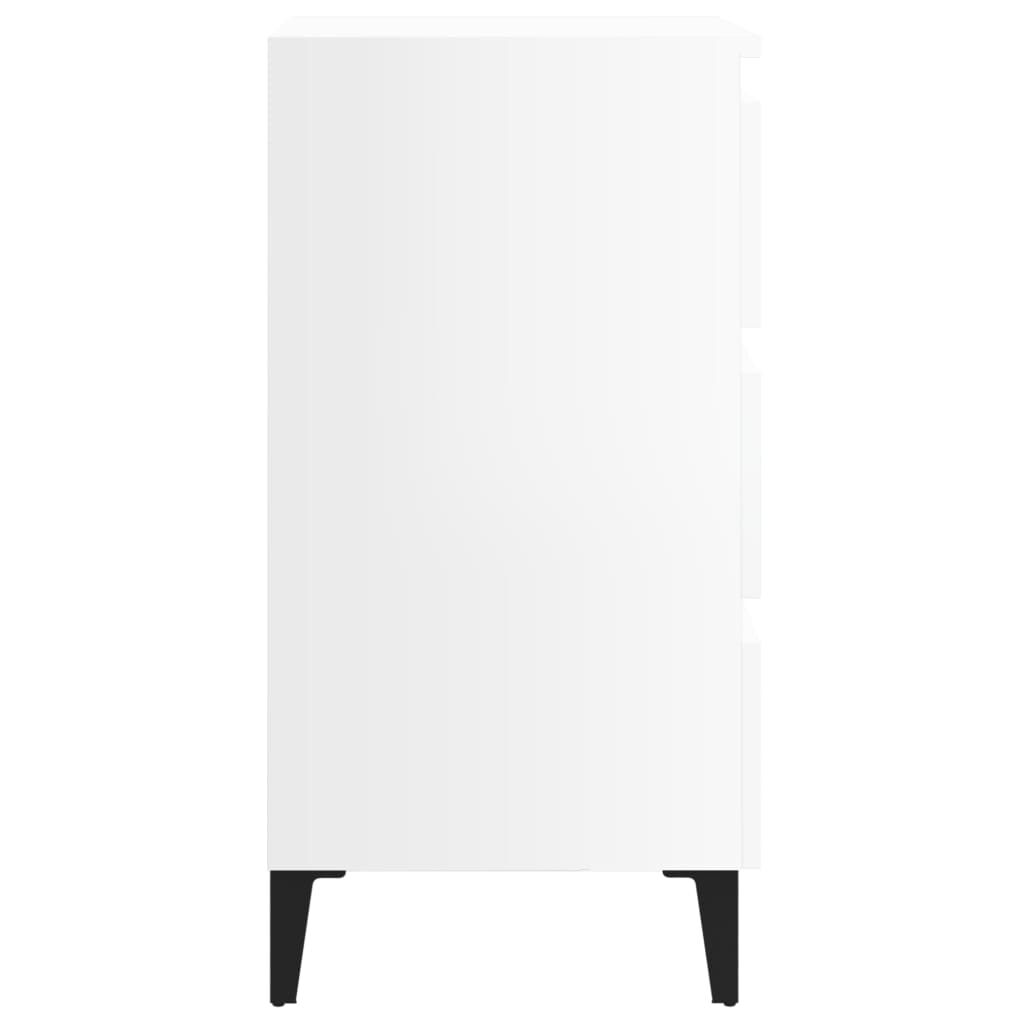 vidaXL Κομοδίνα Γυαλιστερό Λευκό 40 x 35 x 69 εκ. με Μεταλλικά Πόδια
