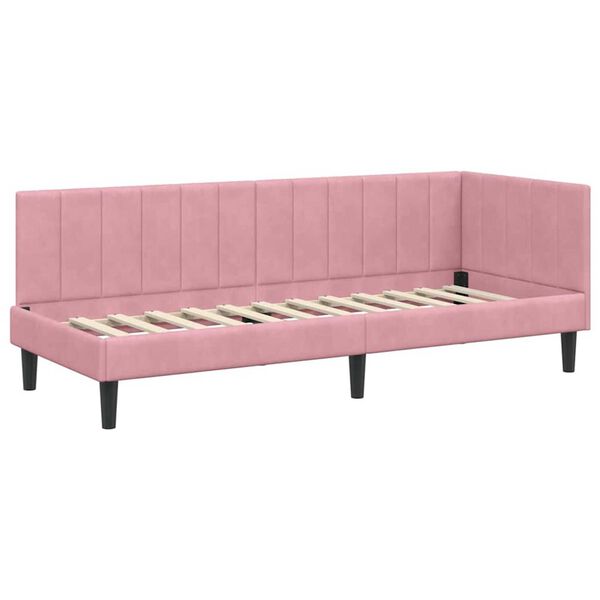 vidaXL Κρεβάτι Γωνίας με κεφαλάρι Ροζ 80 x 200 cm Βελούδο