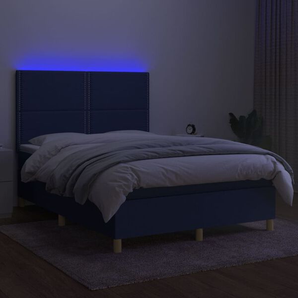 vidaXL &Kappa;&rho;&epsilon;&beta;ά&tau;&iota; Boxspring &mu;&epsilon; &Sigma;&tau;&rho;ώ&mu;&alpha; & LED &Mu;&pi;&lambda;&epsilon; 140x190 &epsilon;&kappa;. &Upsilon;&phi;&alpha;&sigma;&mu;ά&tau;&iota;&nu;&omicron;