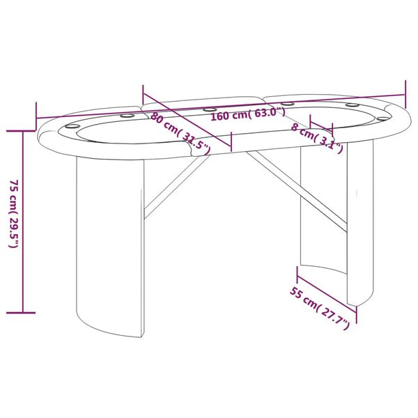 vidaXL Τραπέζι Πόκερ για 10 Παίκτες Πράσινο 160 x 80 x 75 εκ.