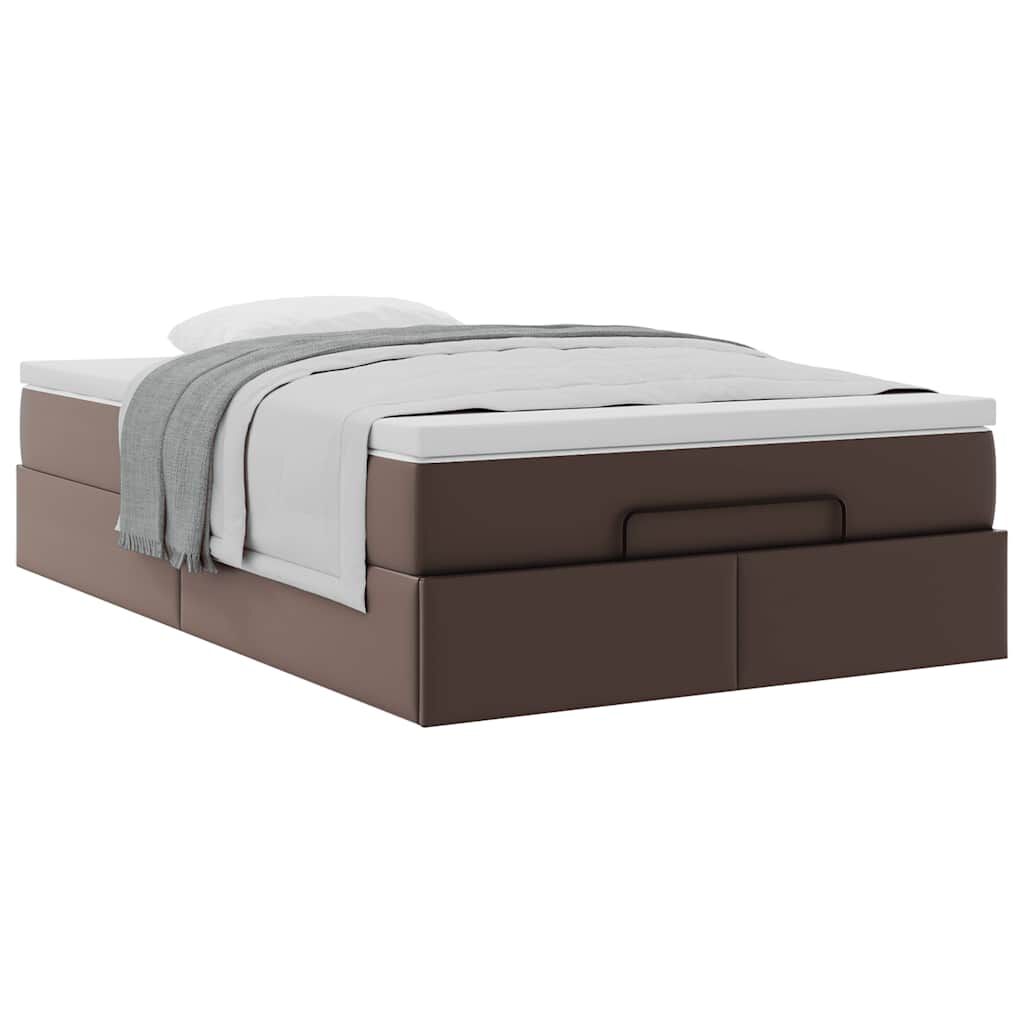vidaXL Οθωμανικό κρεβάτι με στρώμα καφέ 120x200cm Faux Leather